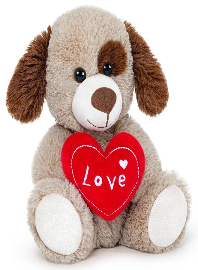 SNOWOLF Small Puppy Dog Stuffed Animals Cute I Love You Soft Plush Toy Holding Red Heart for Baby Shower Kids Girls Girlfriend Christmas Valentine's Day, Wedding, Anniversary, Birthday, Brown - Image 2